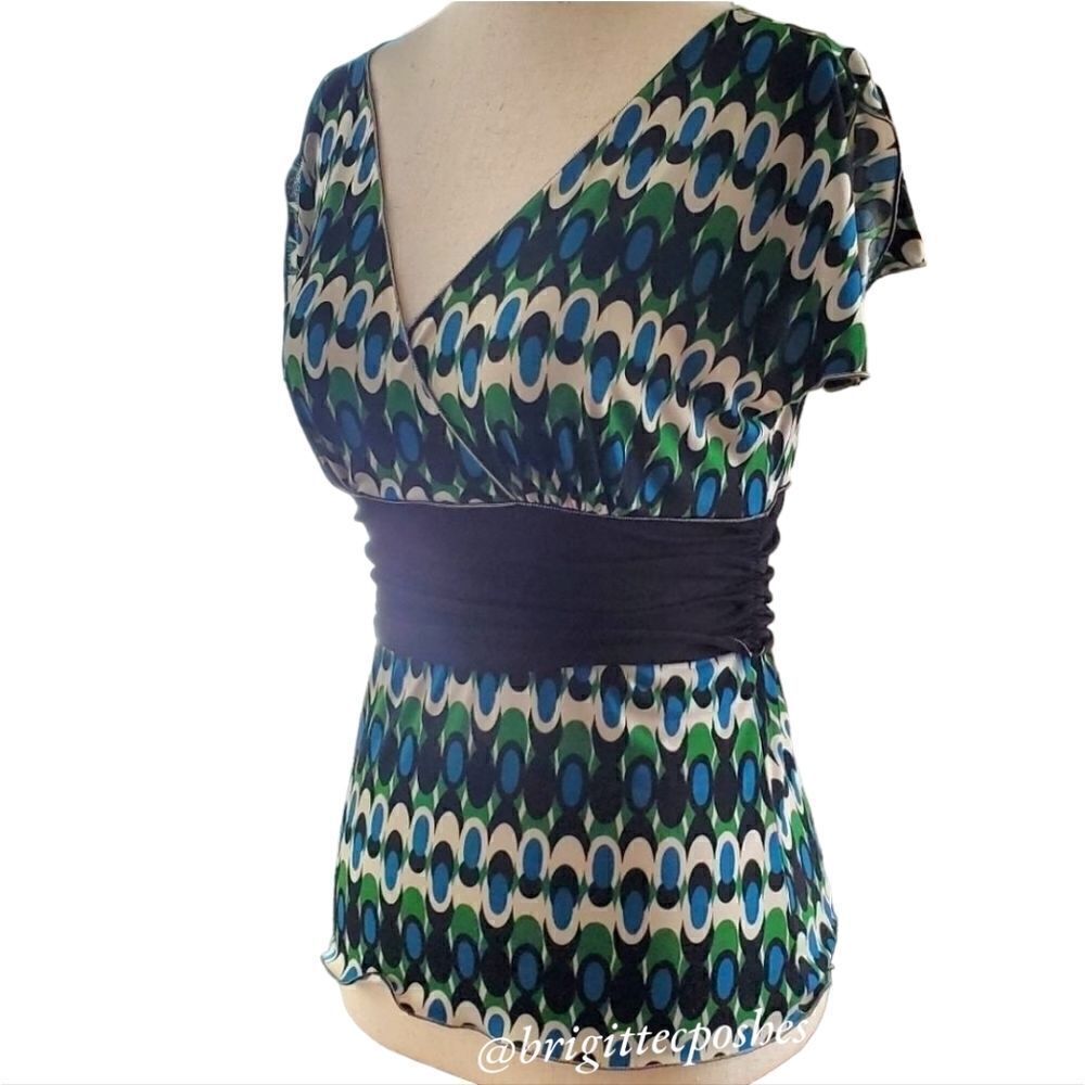 Max Studio Blue Green Sleeveless V-Neck Top Size X-small - Picture 3 of 8
